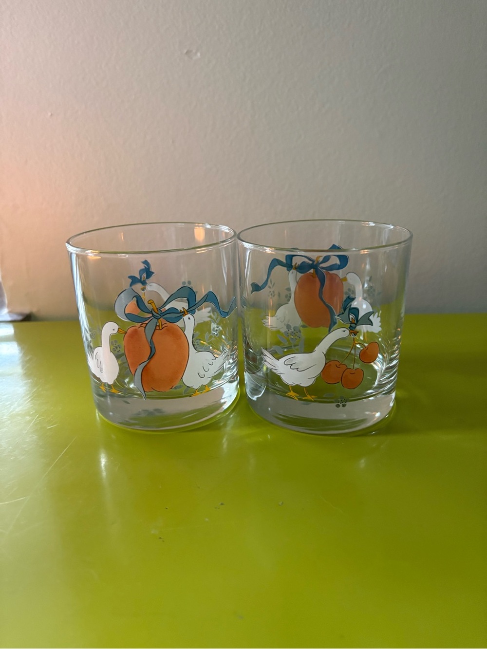 International Stoneware Marmalade Geese Double Old Fashion Lowball Glass